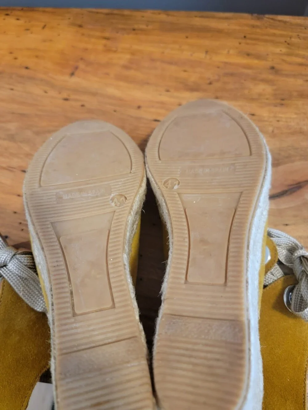 Carmen Saiz Size 9 Suede Mustard Yellow Peep-toe Lace-Up Wedge Espadrille